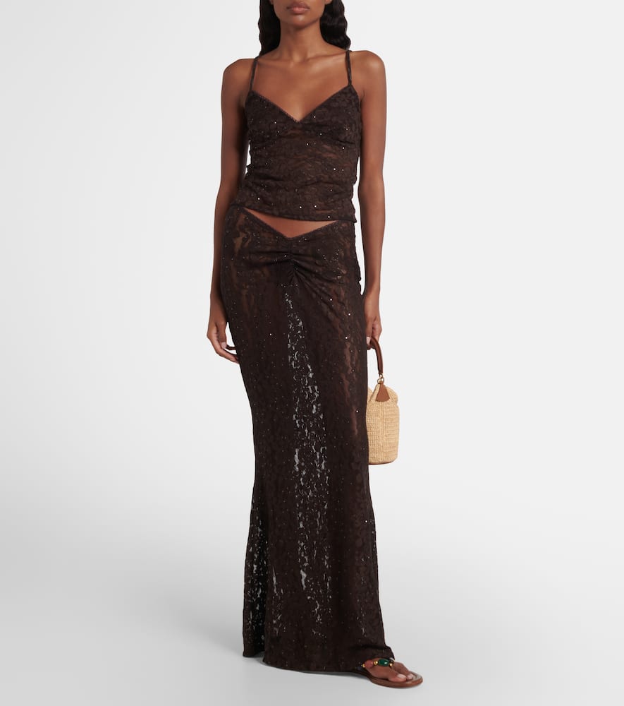 Daisy floral lace maxi skirt