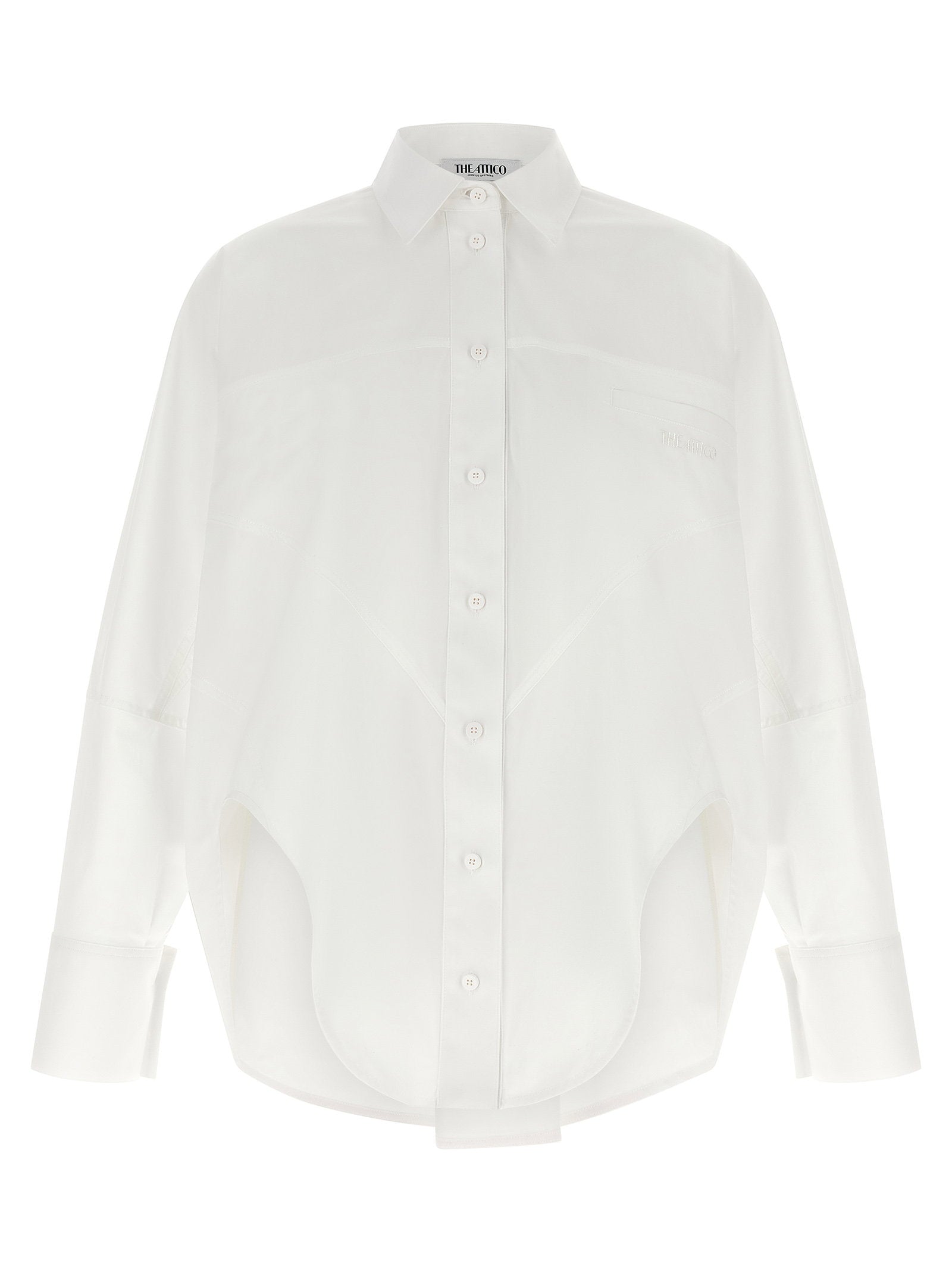 Shaped Hem Cotton Shirt — White