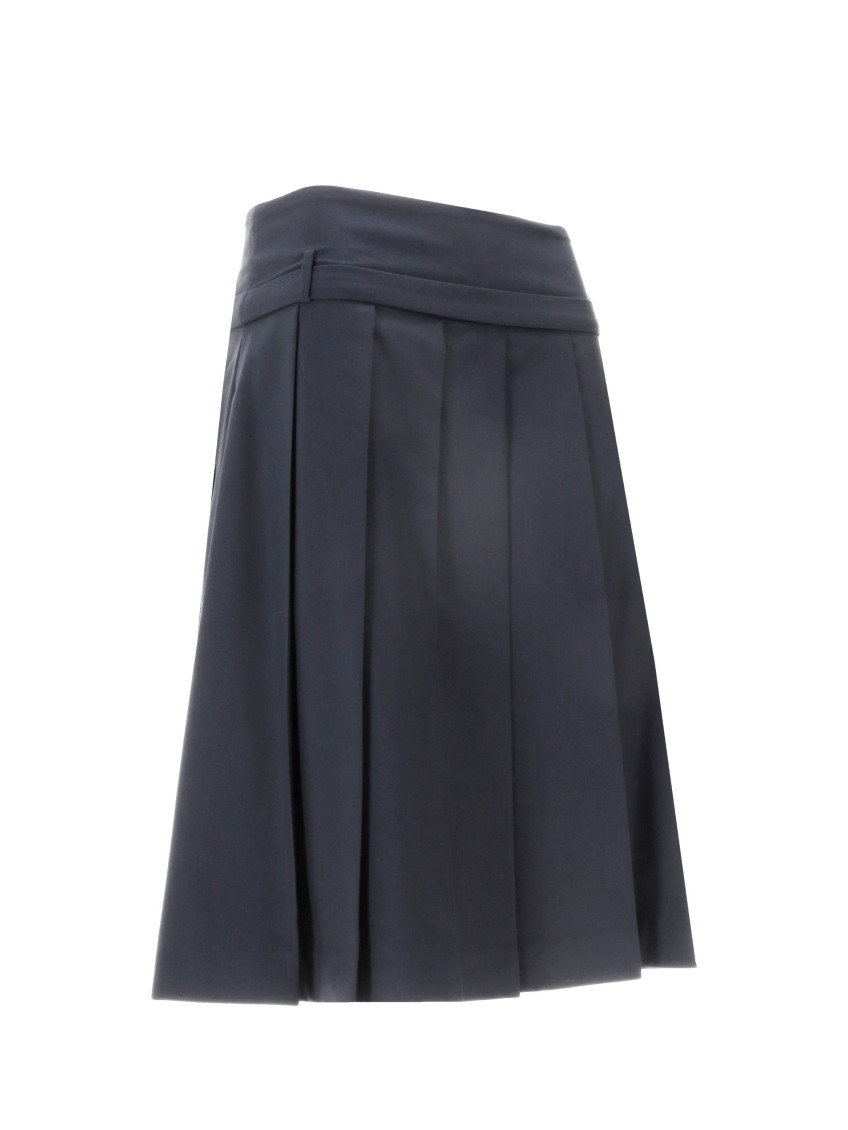 Blue Pleated Midi Skirt