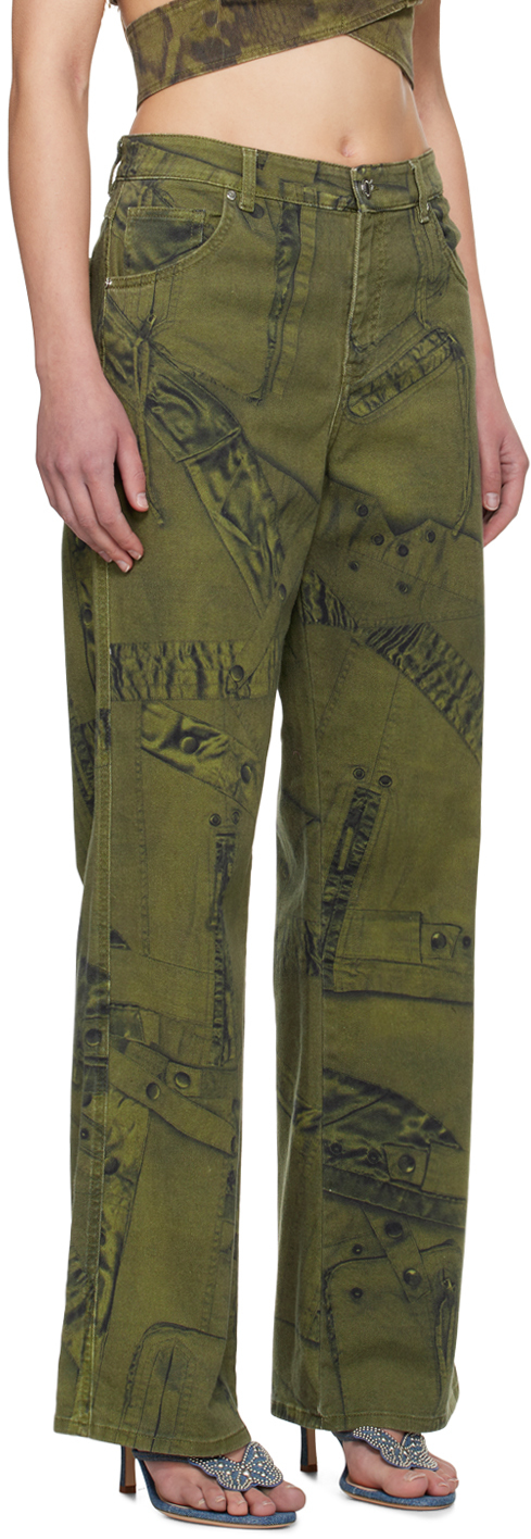 Blumarine Khaki Printed Jeans