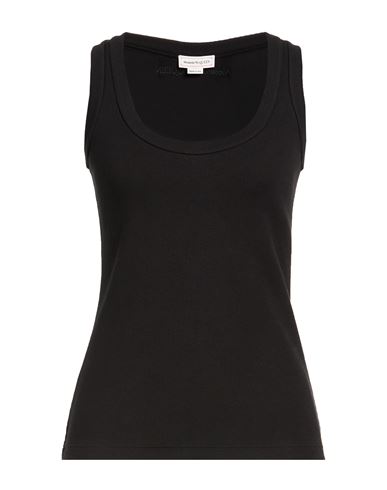 Woman Tank top Black Size 10 Cotton, Elastane, Polyester