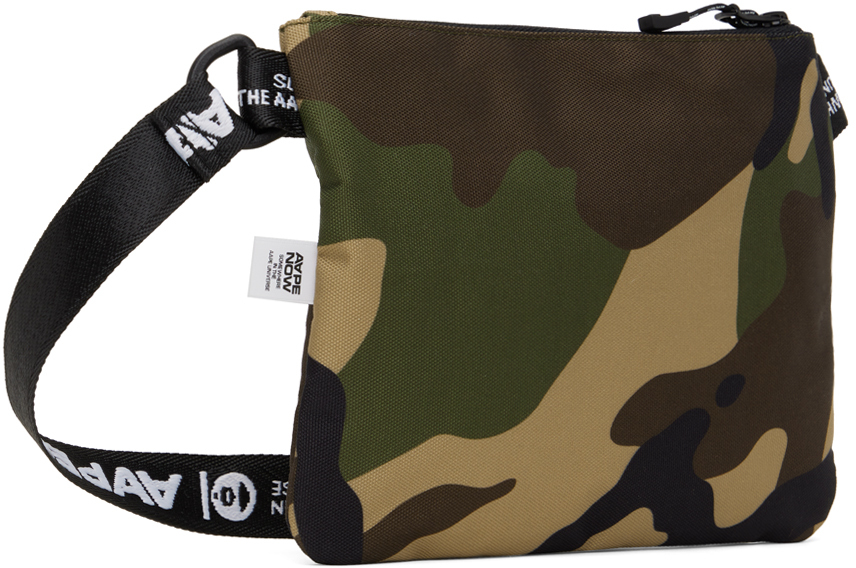AAPE by A Bathing Ape Green Moonface Patch Camo Bag