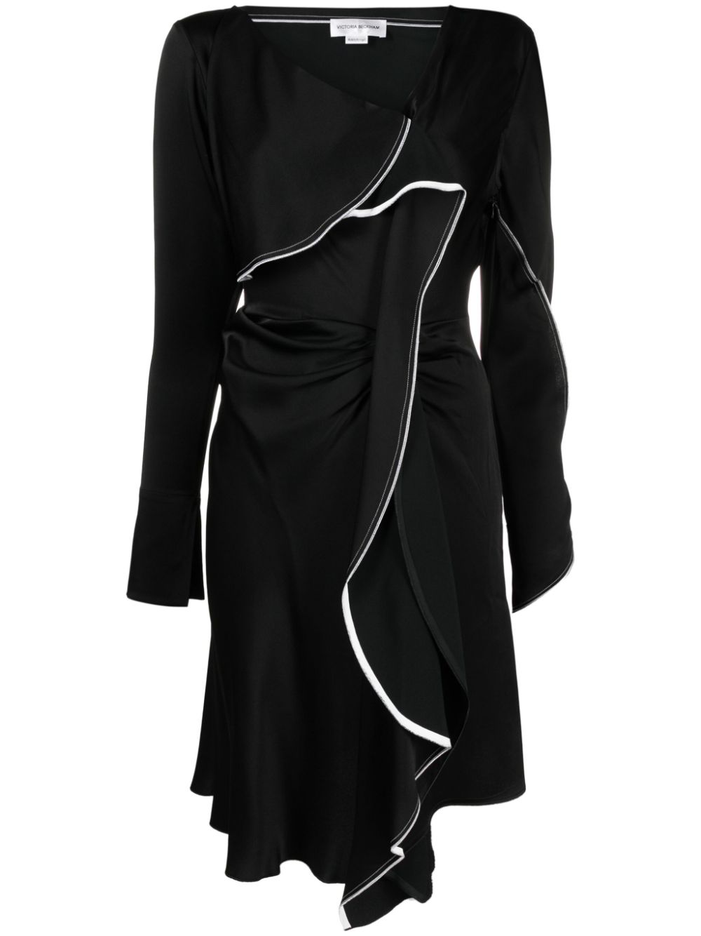 Asymmetric draped midi dress - Black