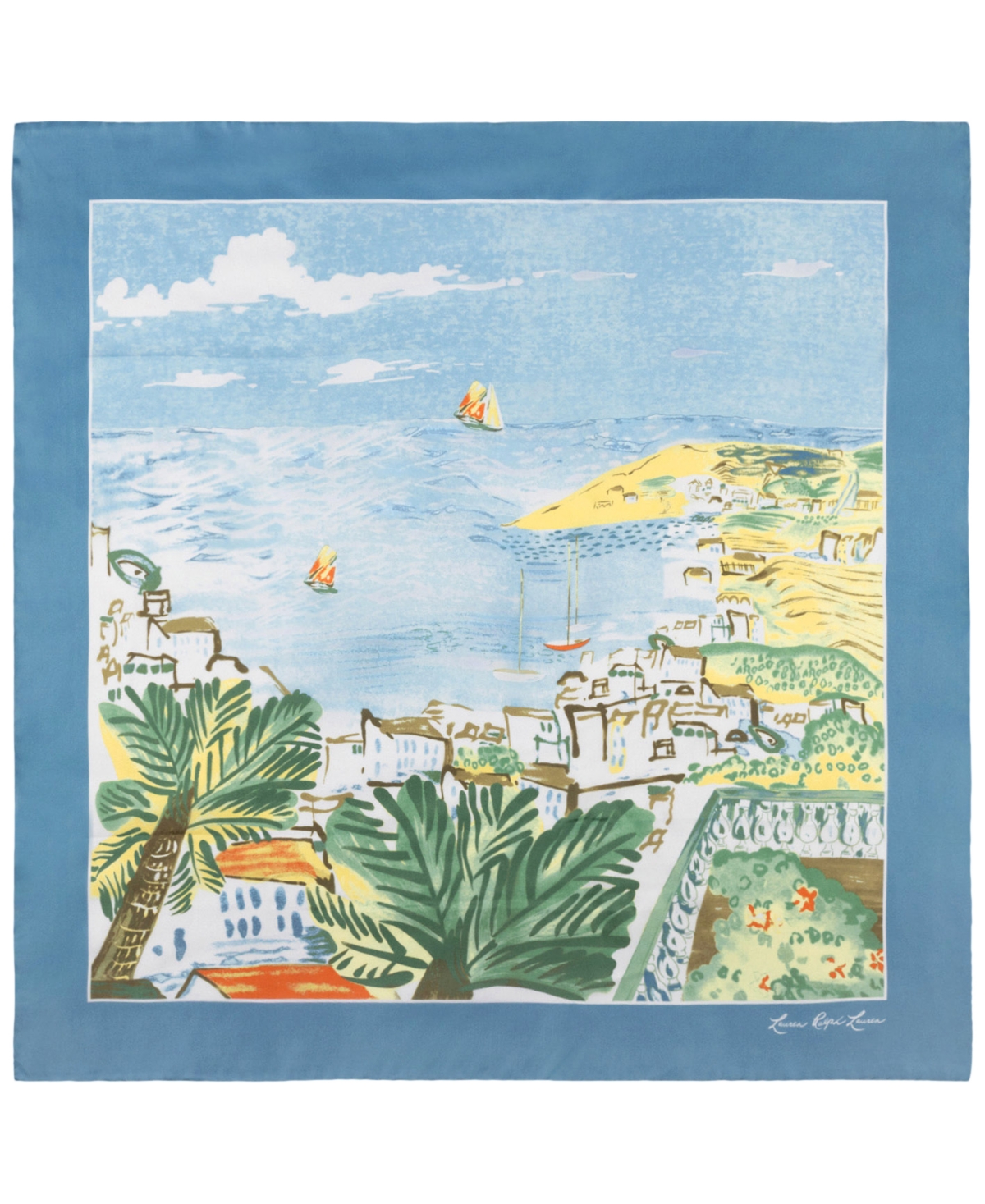 Coastal Conversational Square Scarf - Blue Note