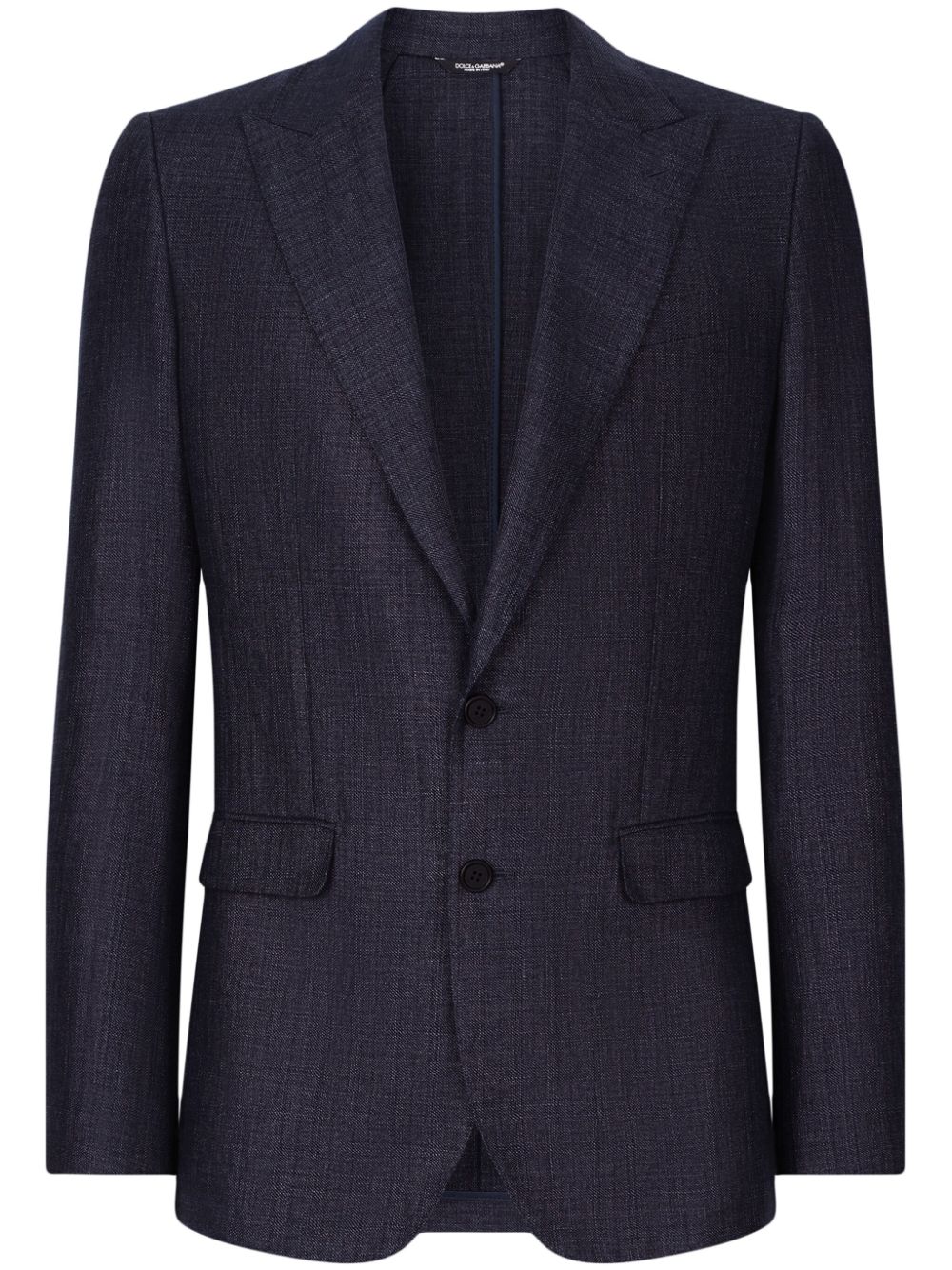 Single-breasted linen-blend blazer - Blue
