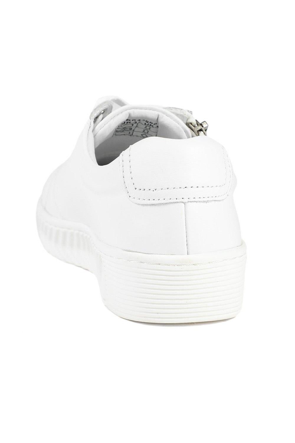 Pavers Women's Wide Fit Leather Breathable Platform Trainers in White