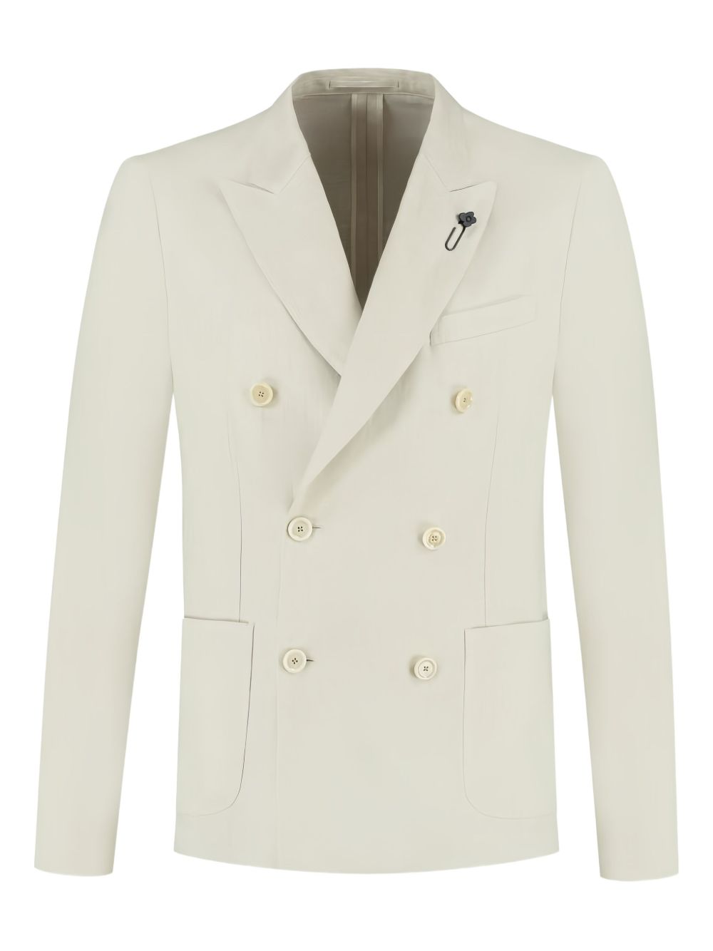 Double-breasted patch-pocket blazer - Neutrals
