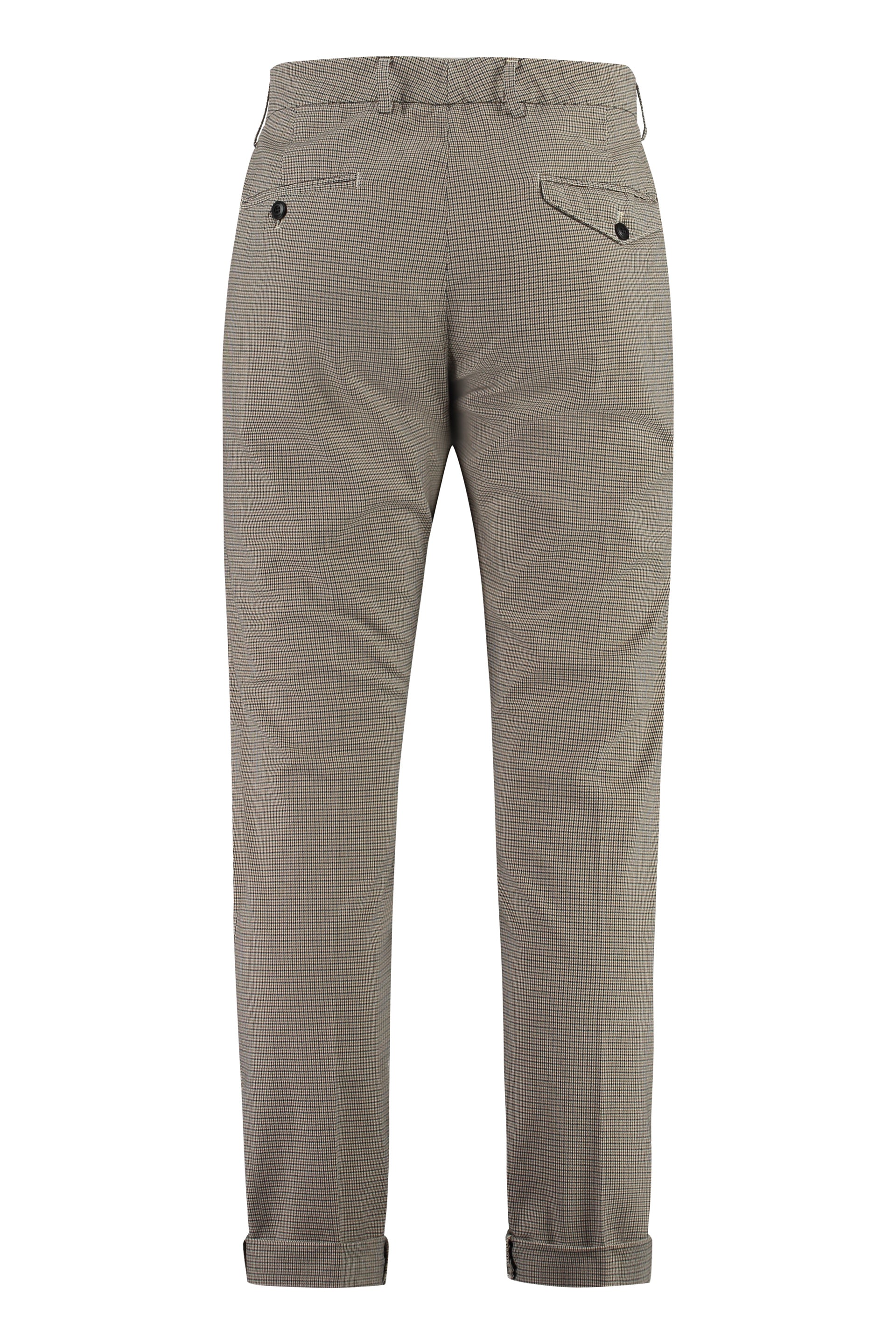 Prince of Wales Check Pattern Straight-leg Trousers
