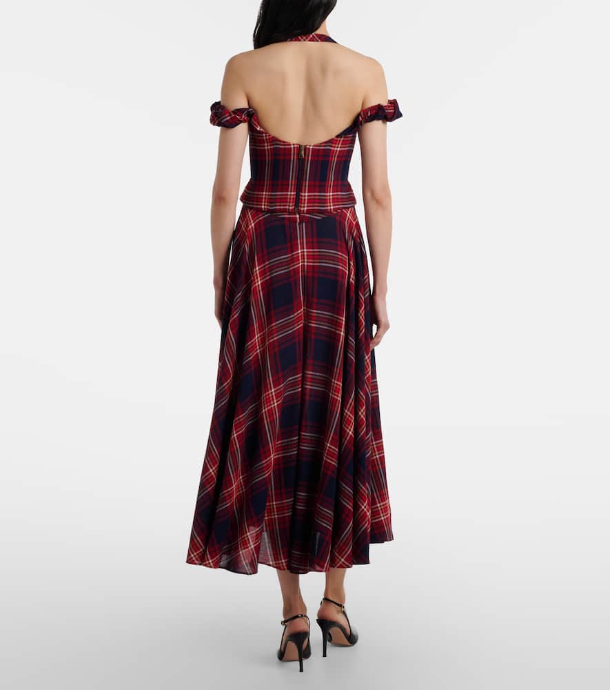 Chichi draped plaid midi dress