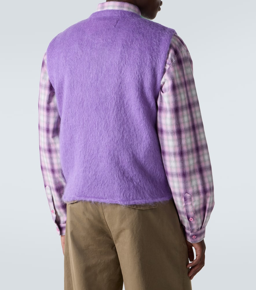 Checked mohair-blend sweater vest