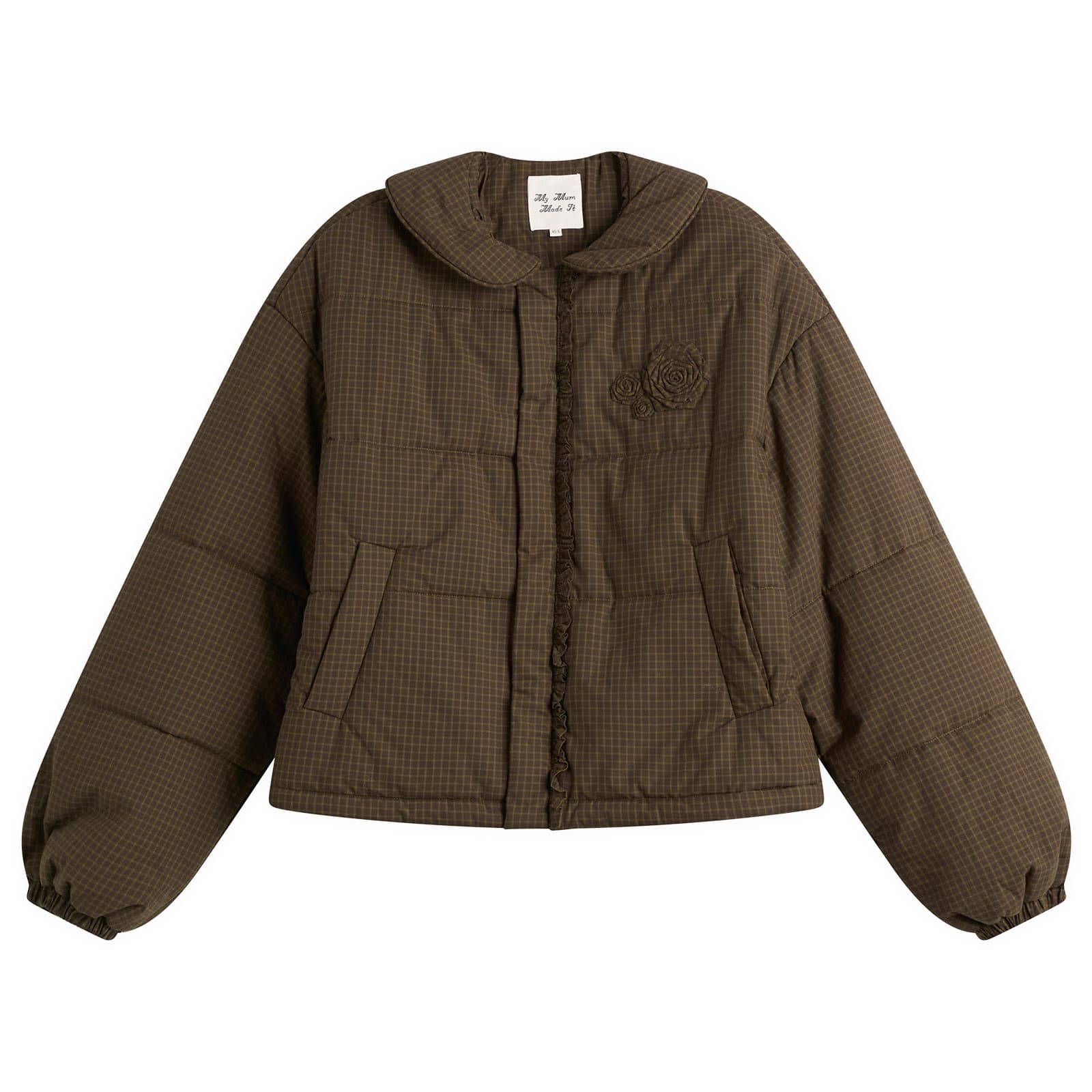 Women's Rosette Puffer Jacket in Ivy Check
