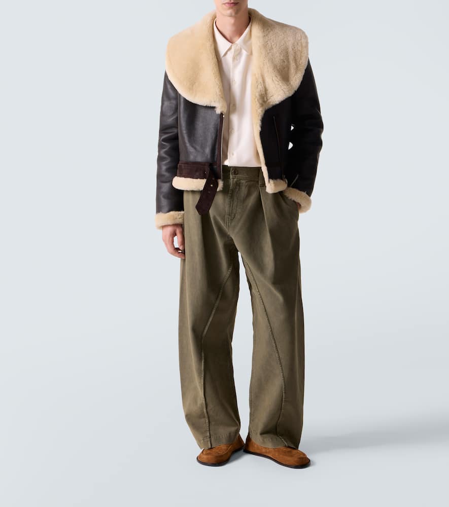 Shearling-trimmed leather jacket