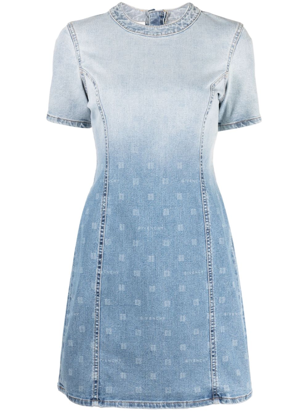 Ombré-effect denim minidress - Blue