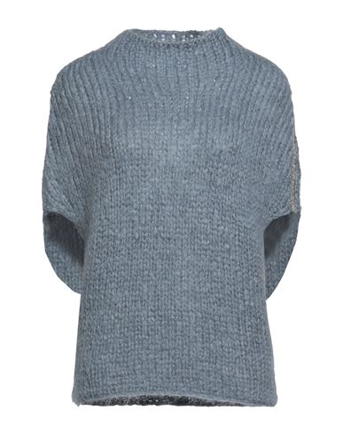 Woman Turtleneck Pastel blue Size XS Mohair wool, Wool, Ecobrass