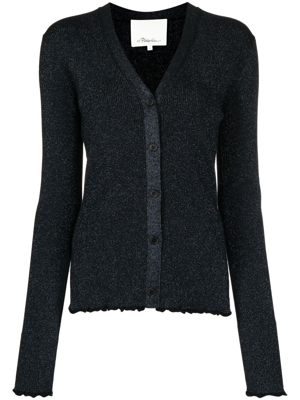Ruffle-Seamed long-sleeve cardigan - Grey
