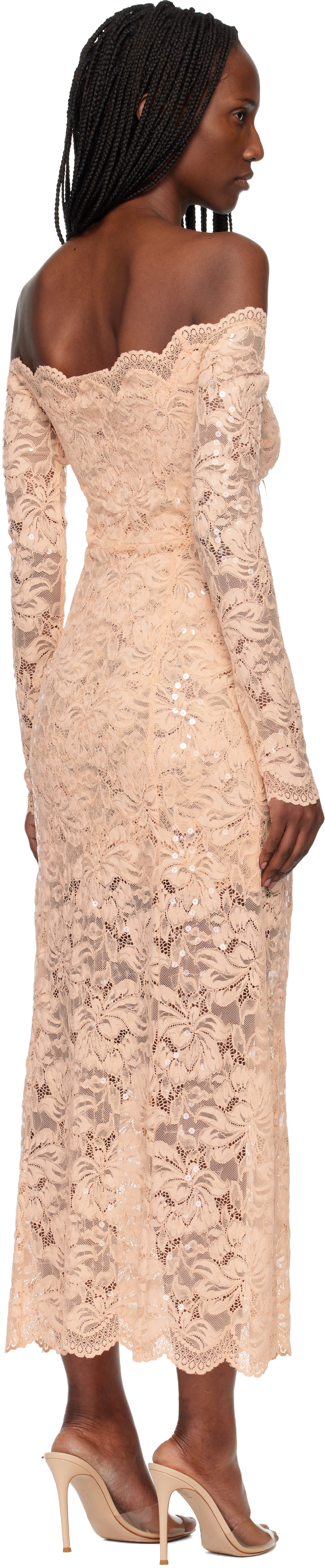 Pink Lace Midi Dress