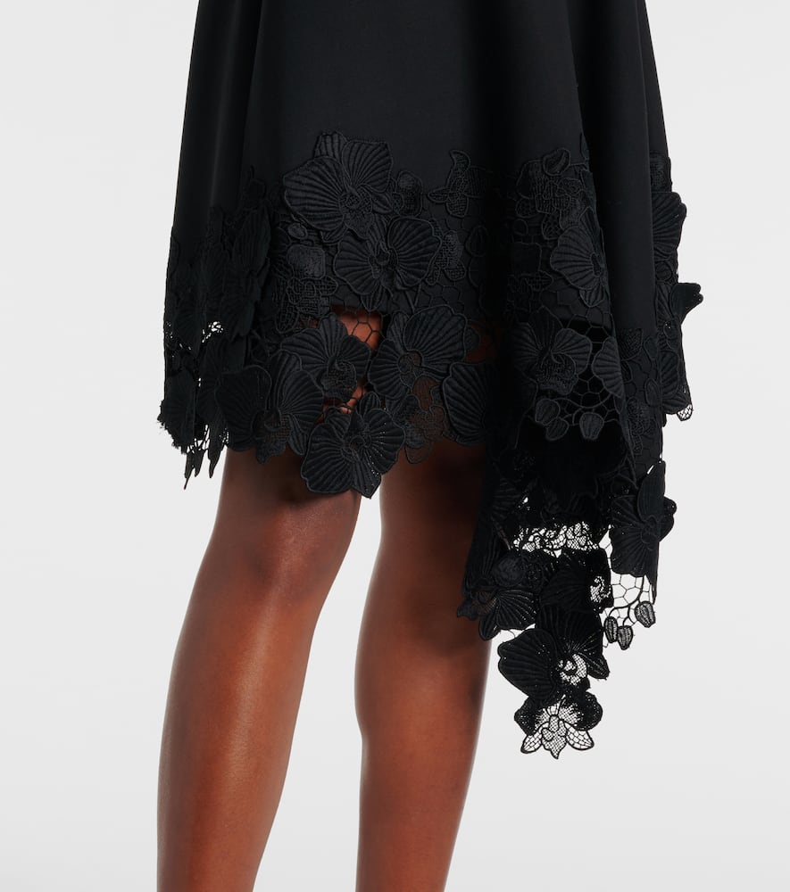Asymmetric wool-blend midi dress