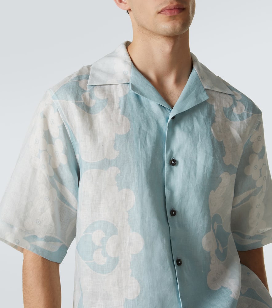 Paradise Floral linen bowling shirt