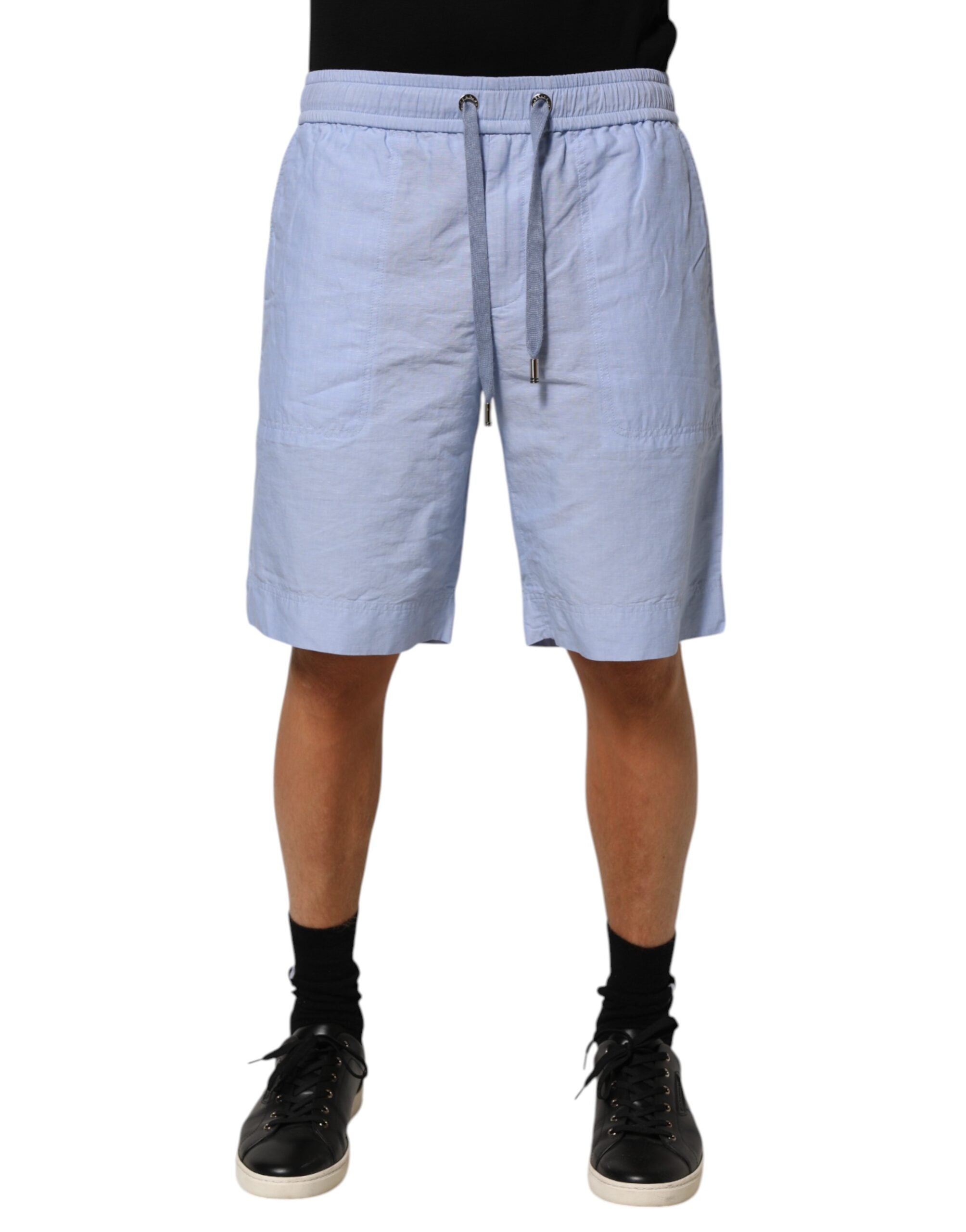 Linen Bermuda Shorts — Blue