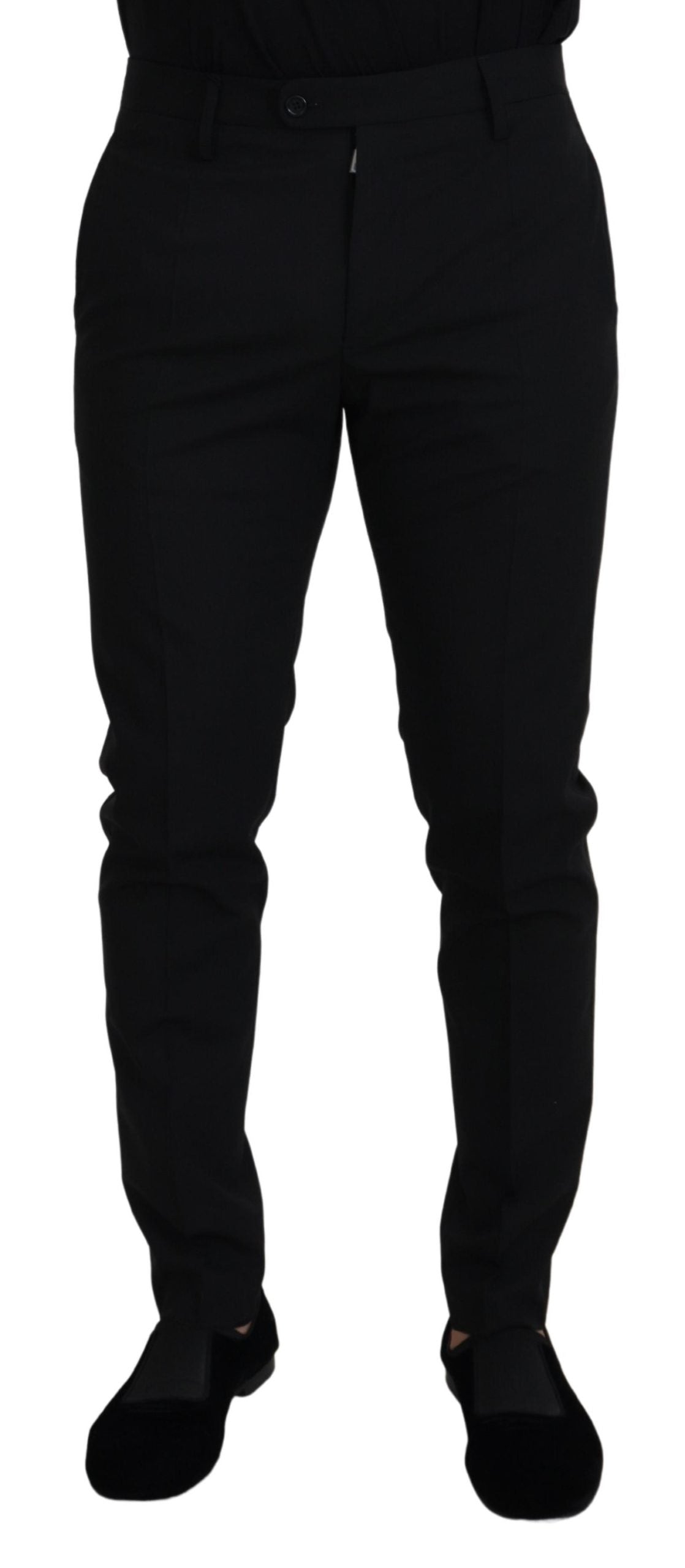 Wool-Blend Formal Trousers — Black