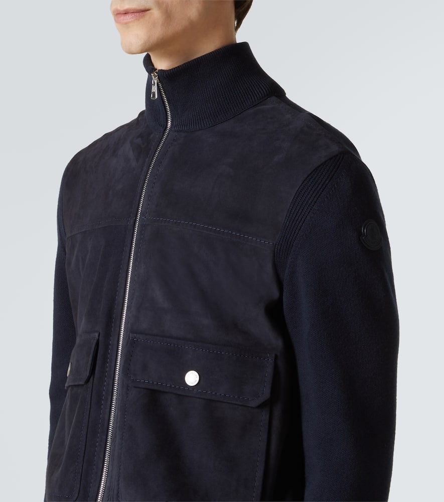 Suede-trimmed wool and cotton jacket