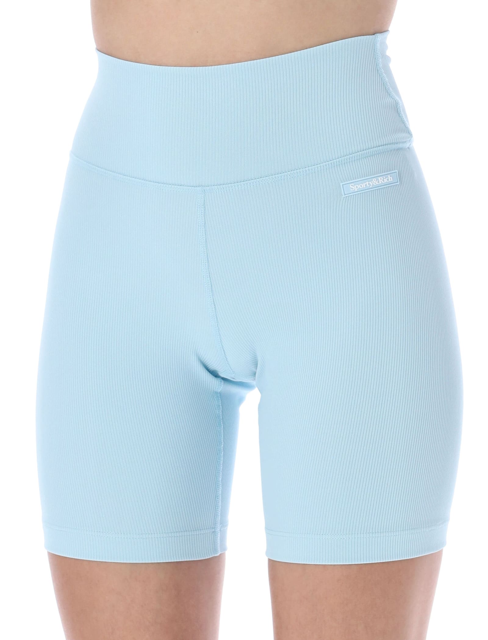Serif Logo Ribbed Biker Short