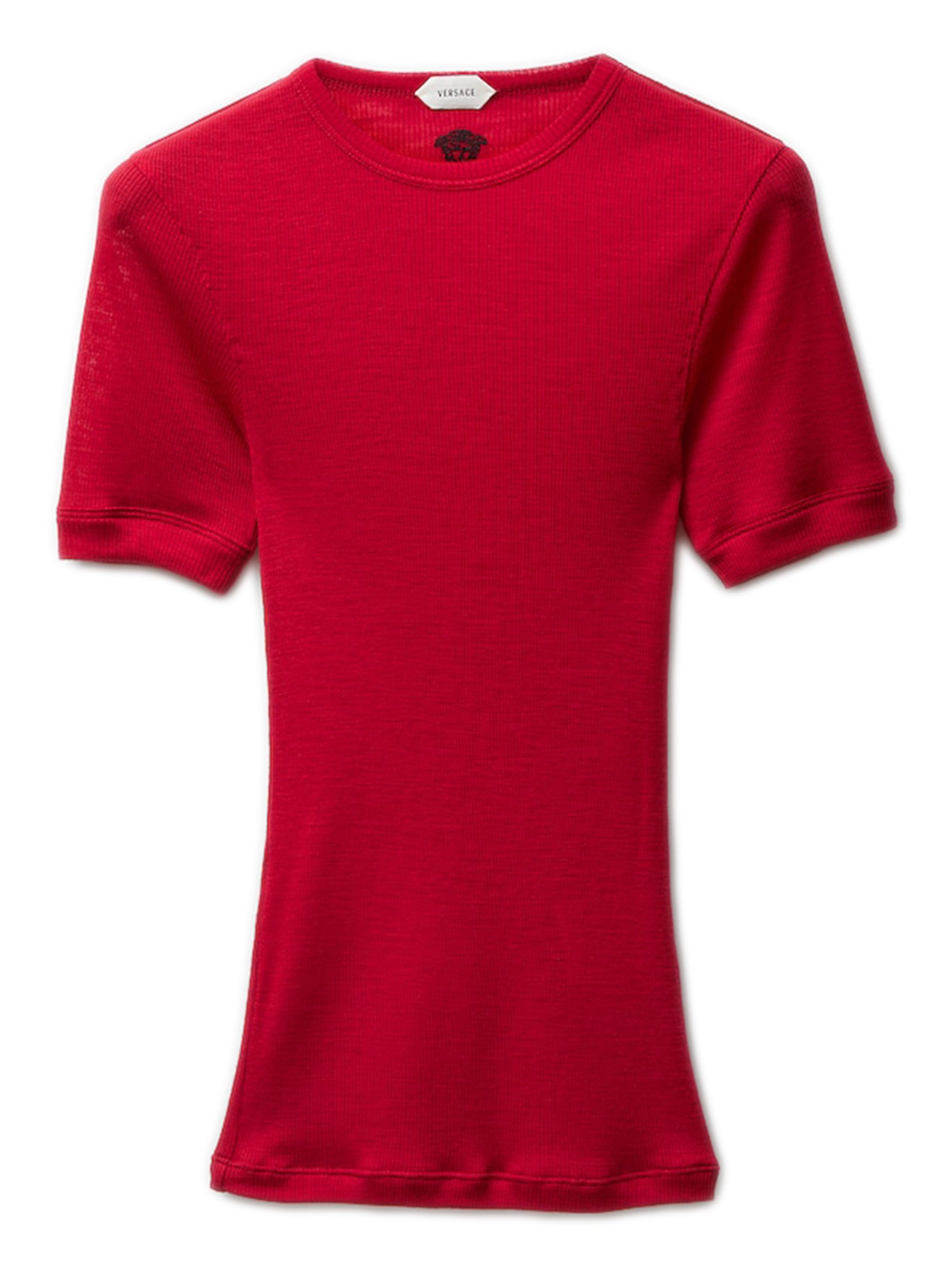 Medusa Embroidered Short-Sleeve Crewneck T-Shirt in Pure Virgin Wool