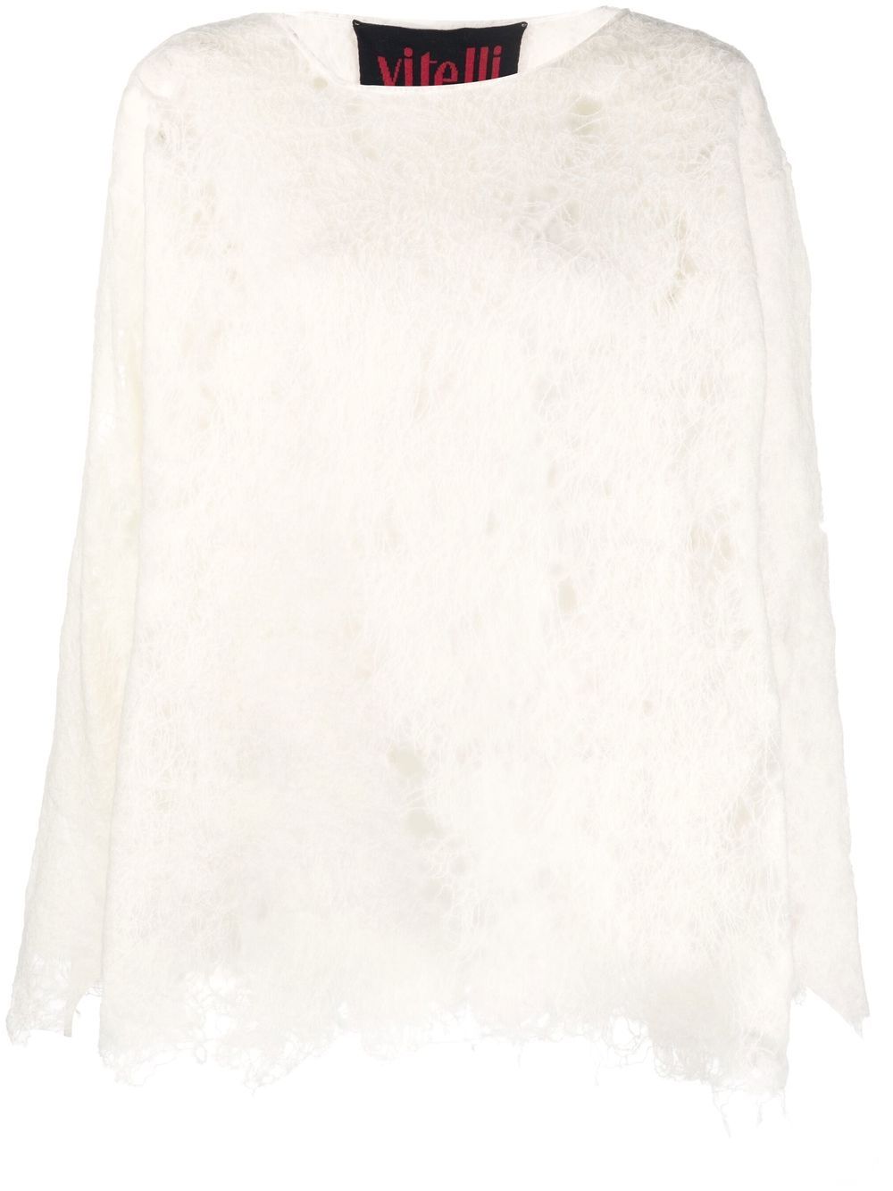 Open-knit detail jumper - White