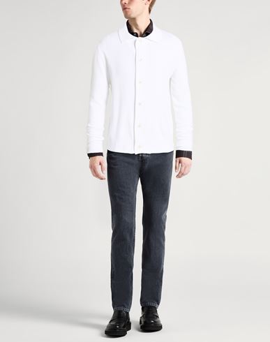 Man Cardigan White Size XL Cotton, Polyamide