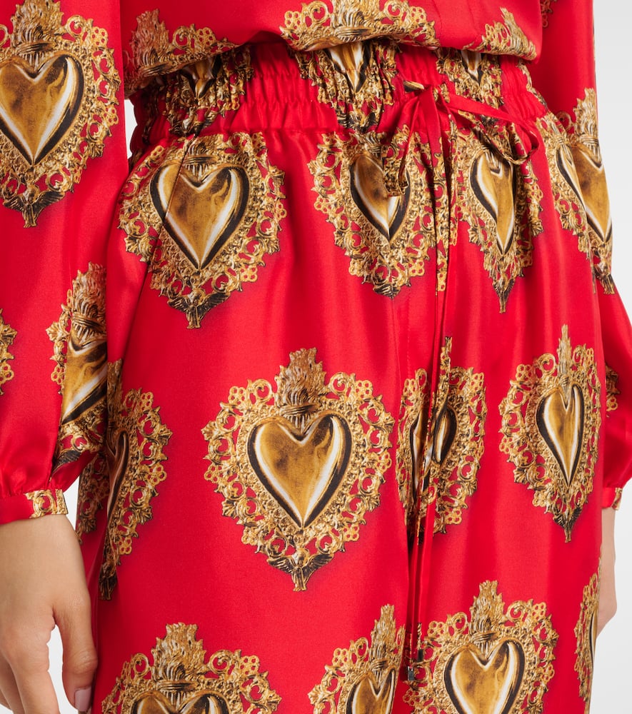 Printed high-rise silk palazzo pants
