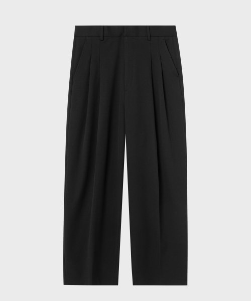 Double pin tuck wide slacks_BLACK