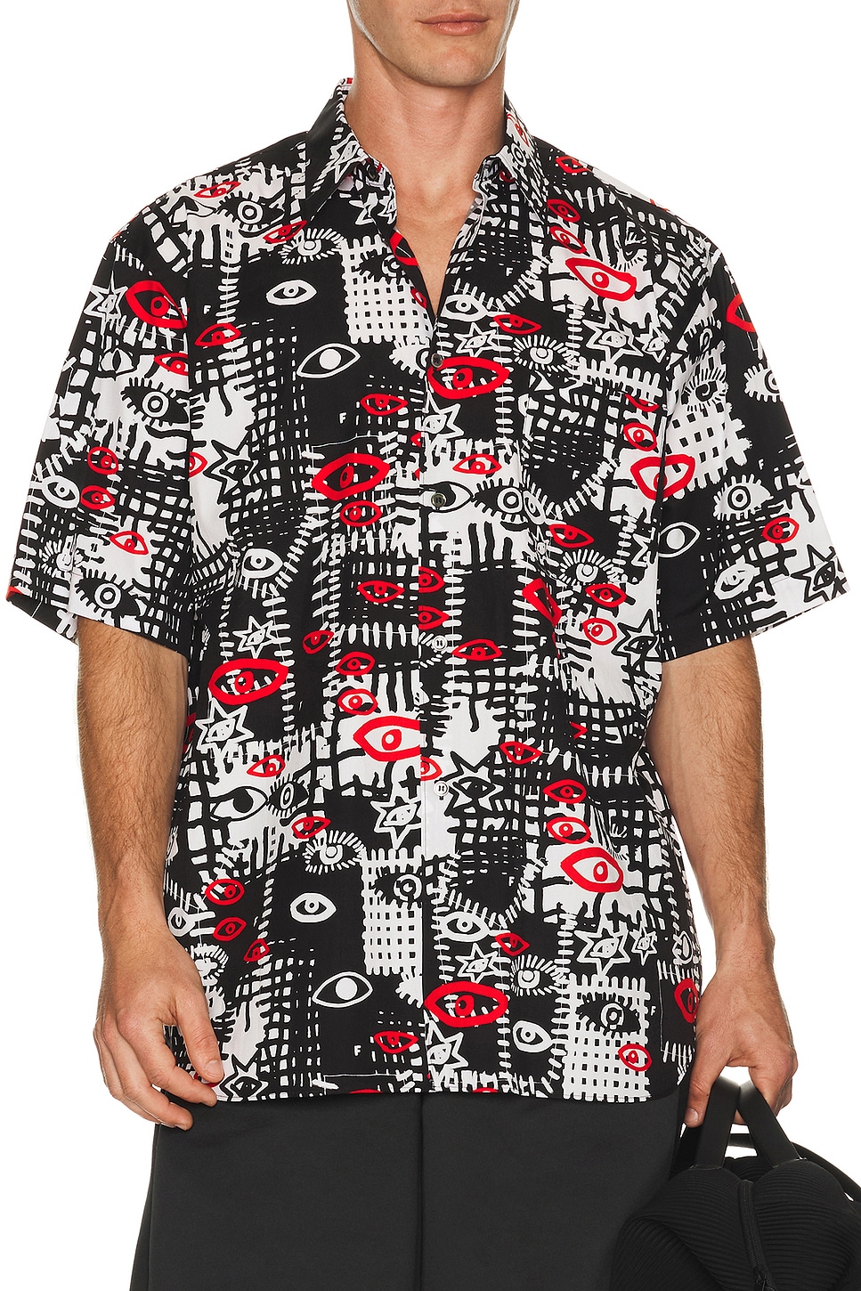 COMME des GARCONS BLACK x Filip Pagowski Printed Shirt in Black White & Red - Black. L also in M, XL/1X