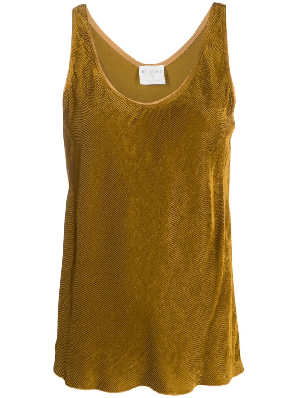 Scoop-neck velvet tank top - Brown