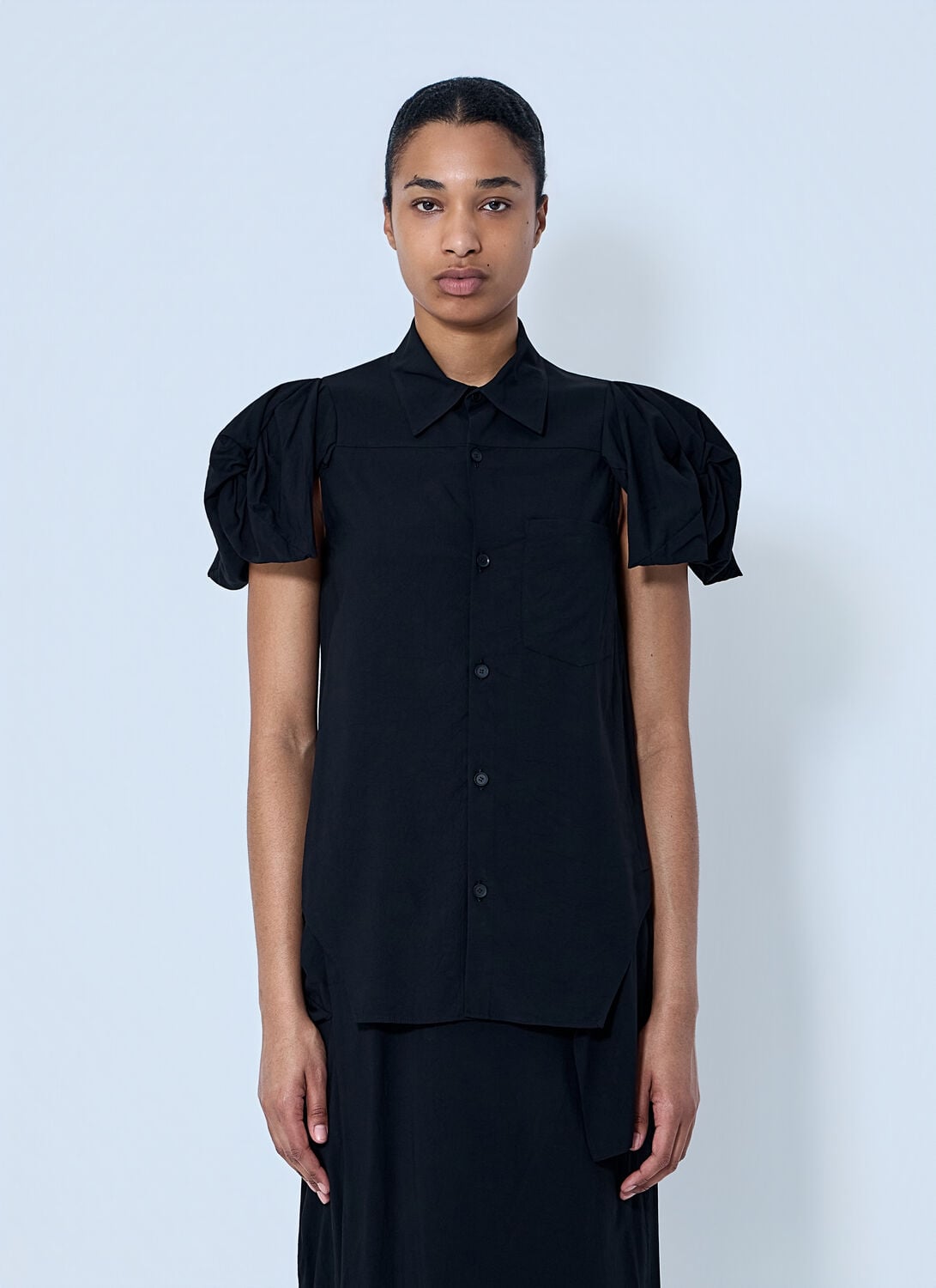Twisted Sleeve Blouse - Woman Shirts Black It