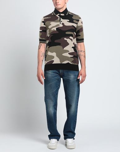 Man Sweater Military green Size 36 Silk