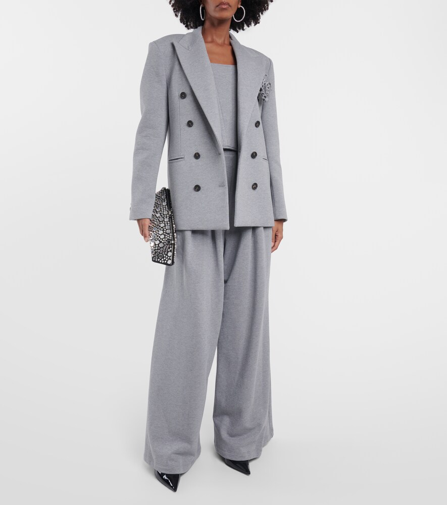 Double-breasted cotton jersey blazer