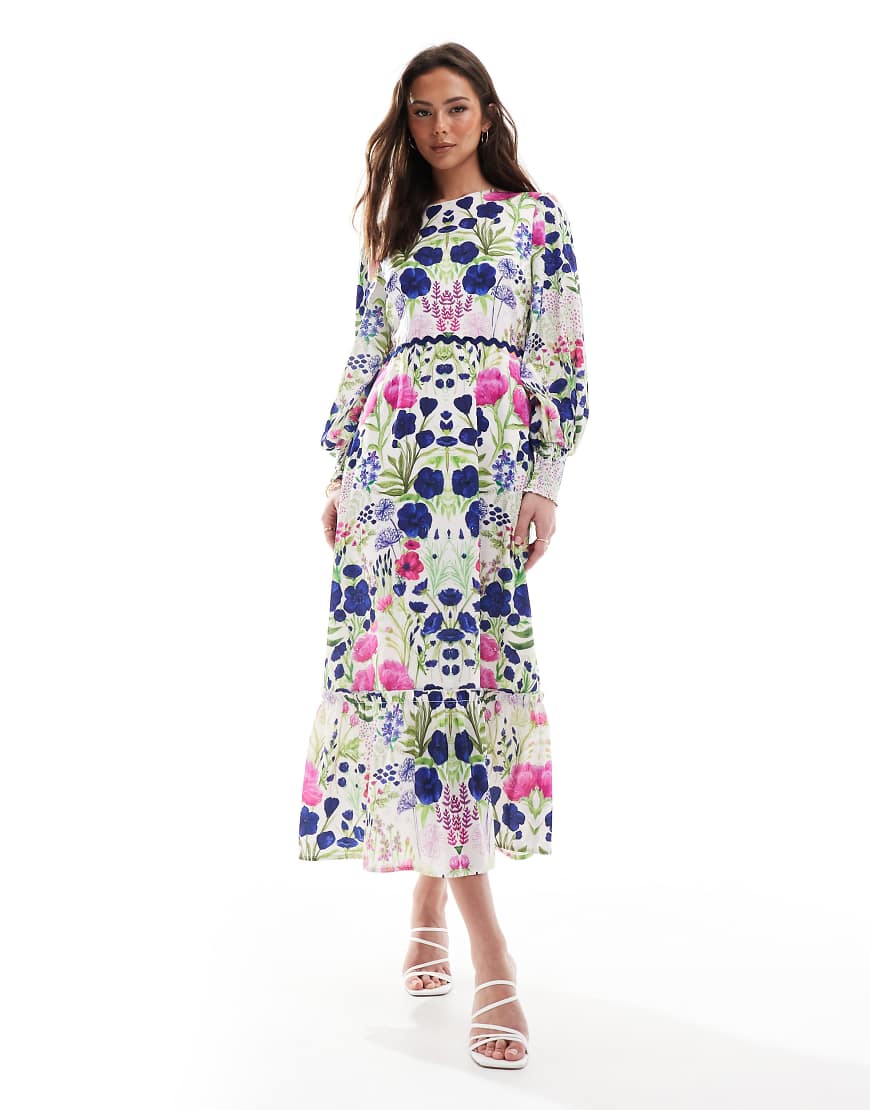 Hope & Ivy high neck maxi dress with bow back in multi
