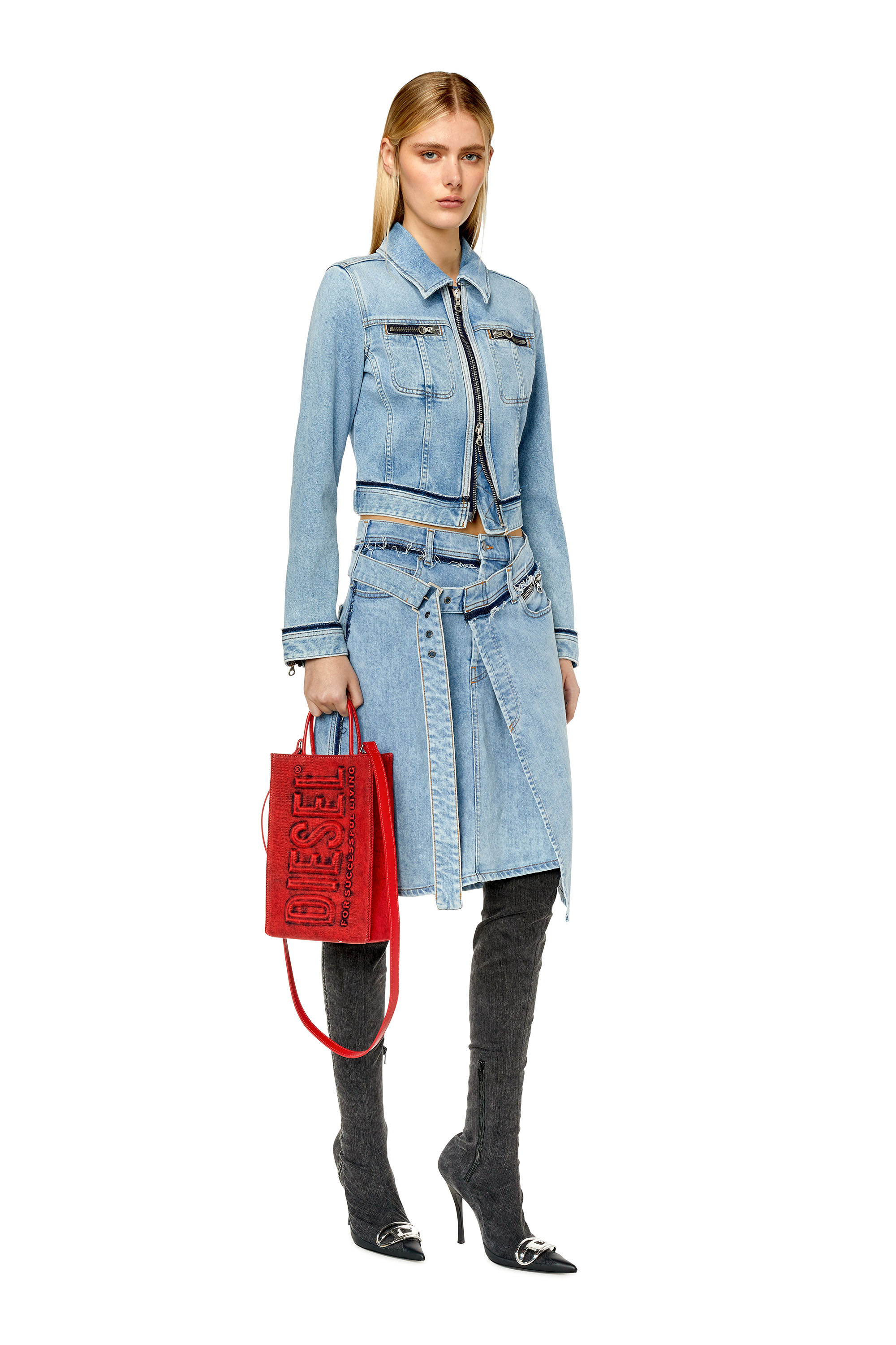 Asymmetric distressed denim skirt - Blue