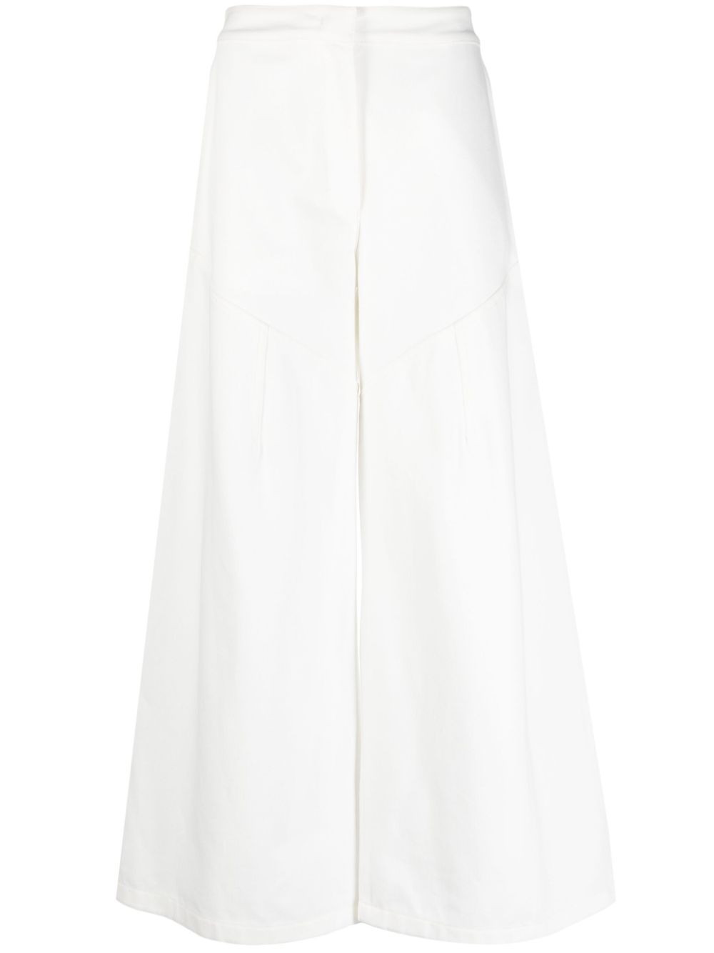 Wide-leg cotton trousers - White
