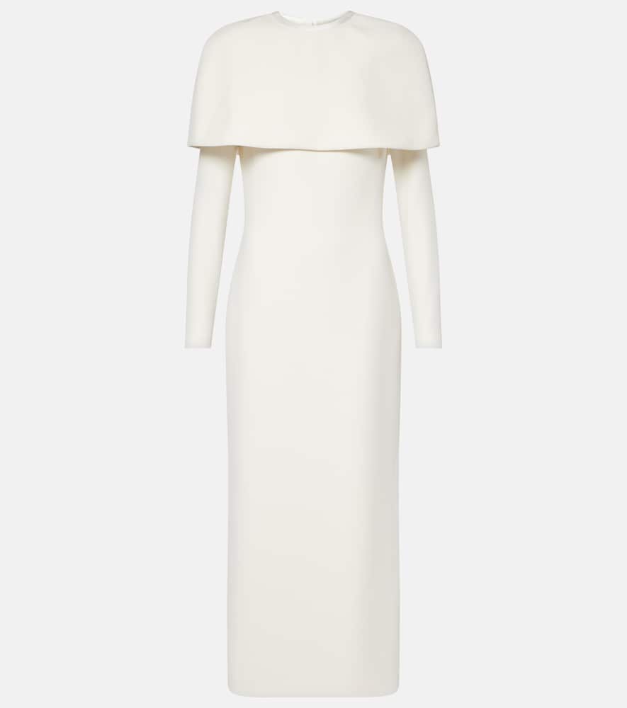 Bridal Gullu caped crêpe midi dress