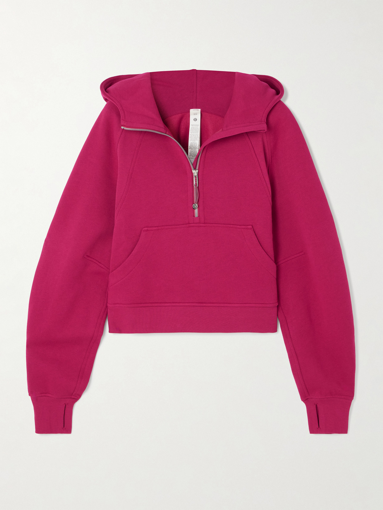 Scuba Cropped Cotton-blend Half-zip Hoodie - Pink
