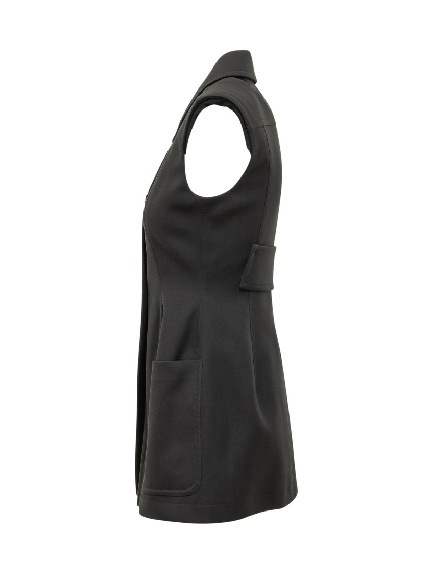 Black Shirt Collar Sleeveless Blazer