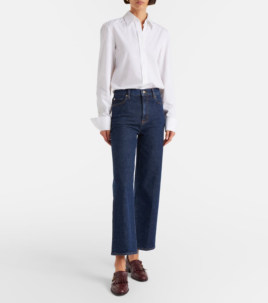 Cropped high-rise wide-leg jeans