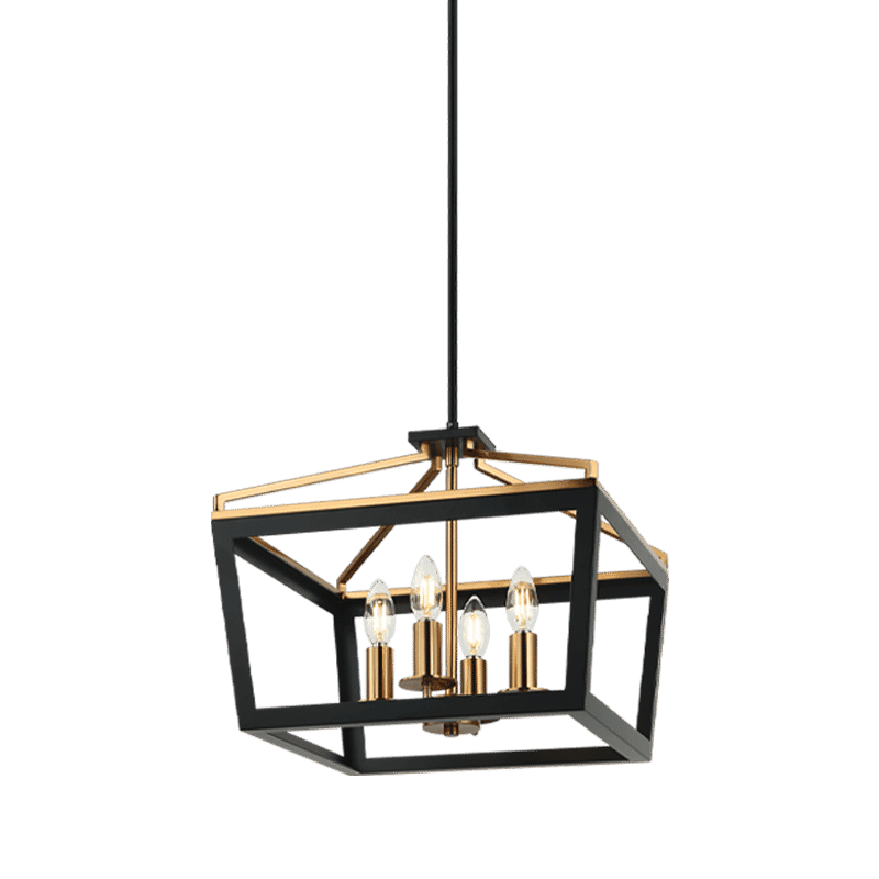 Matteo Mavonshire 4-Light Chandelier In Black With Aged Gold Bra