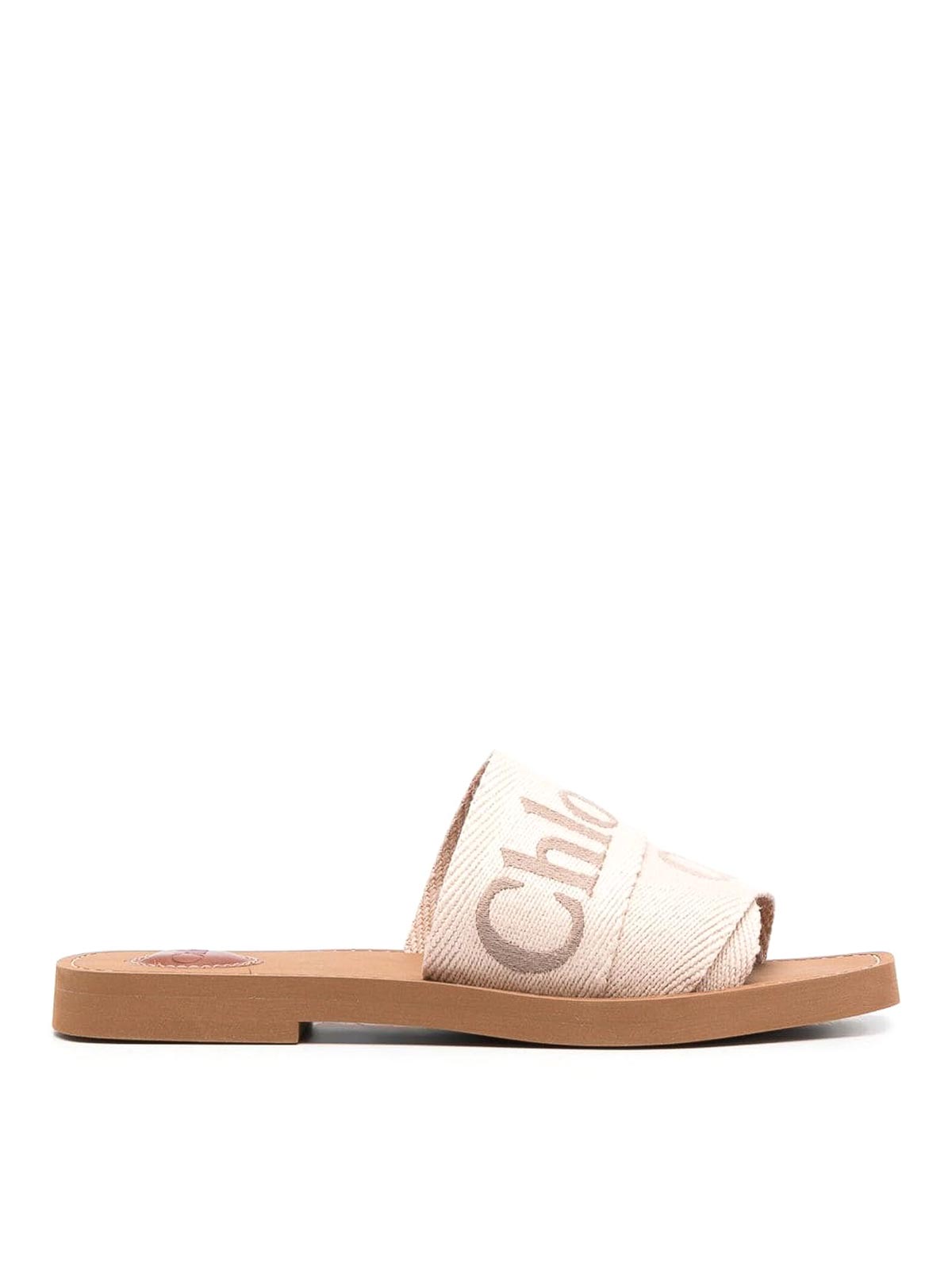 Woody Canvas And Leather Flat Sandals