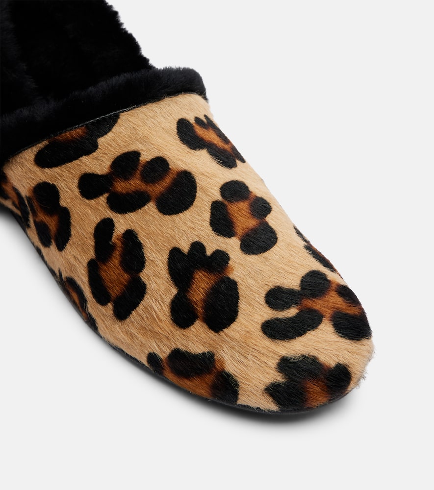 Shearling-lined calf hair slip-on shoes