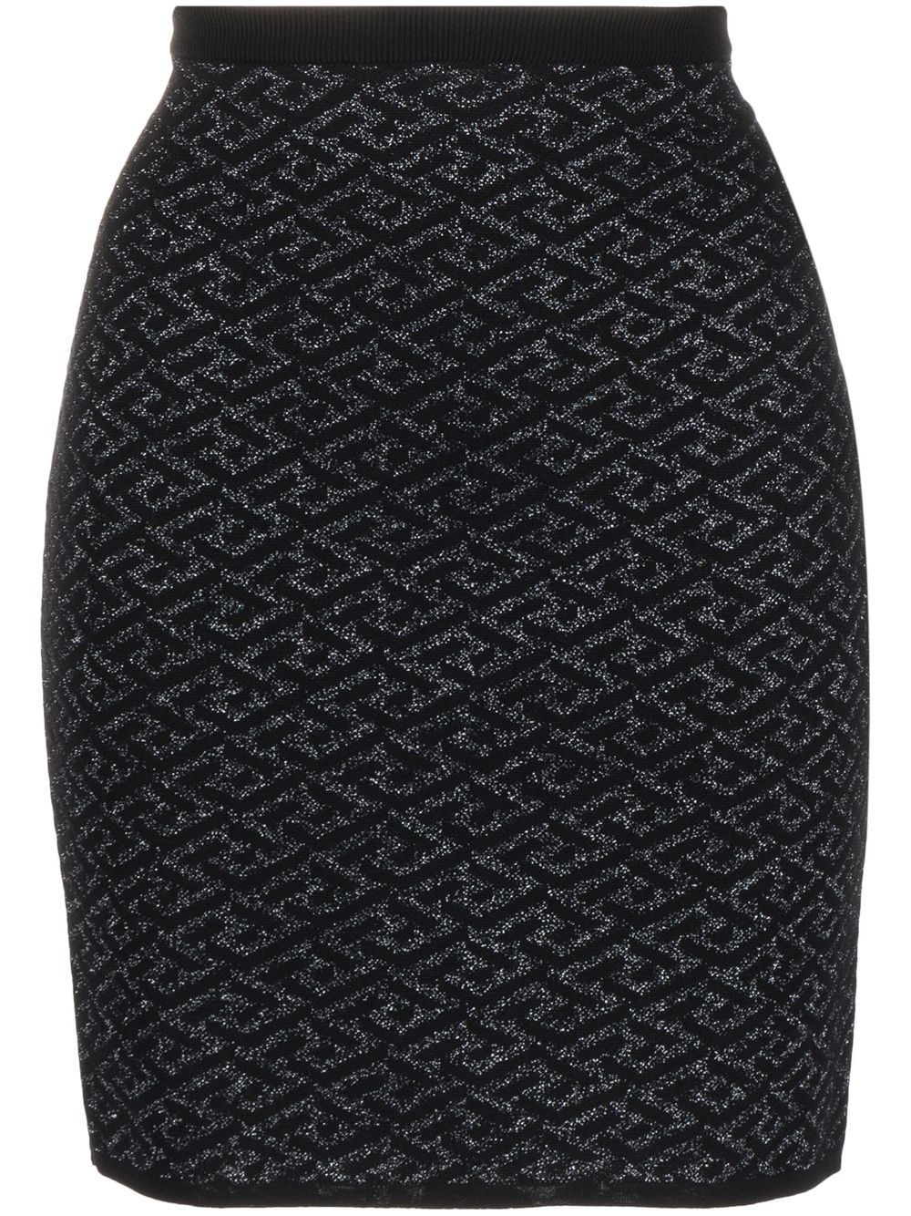 Monogram-jacquard knit skirt - Black