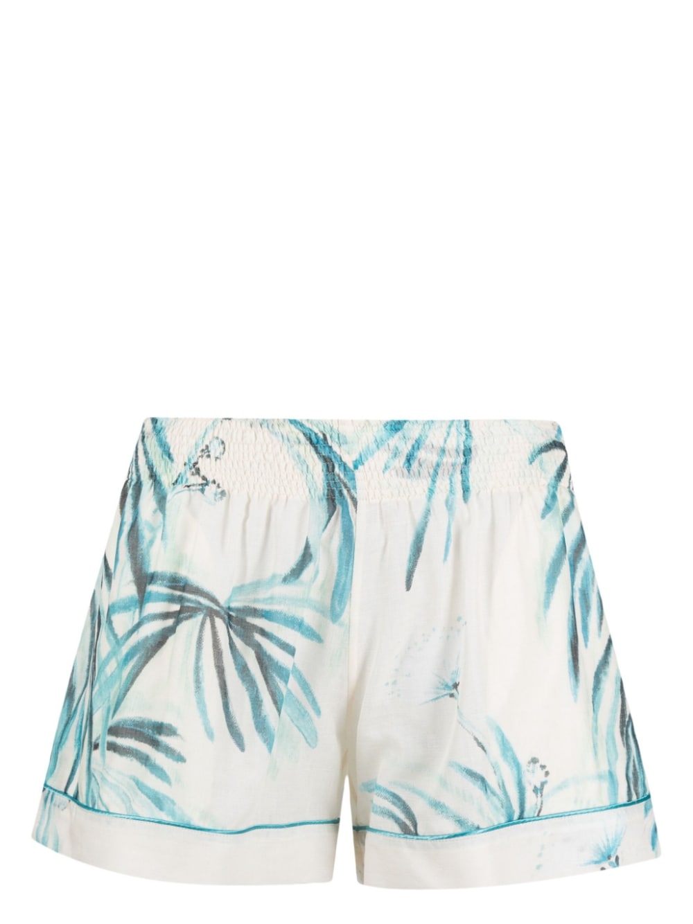 Japanese Branch Floral Print Shorts — cream