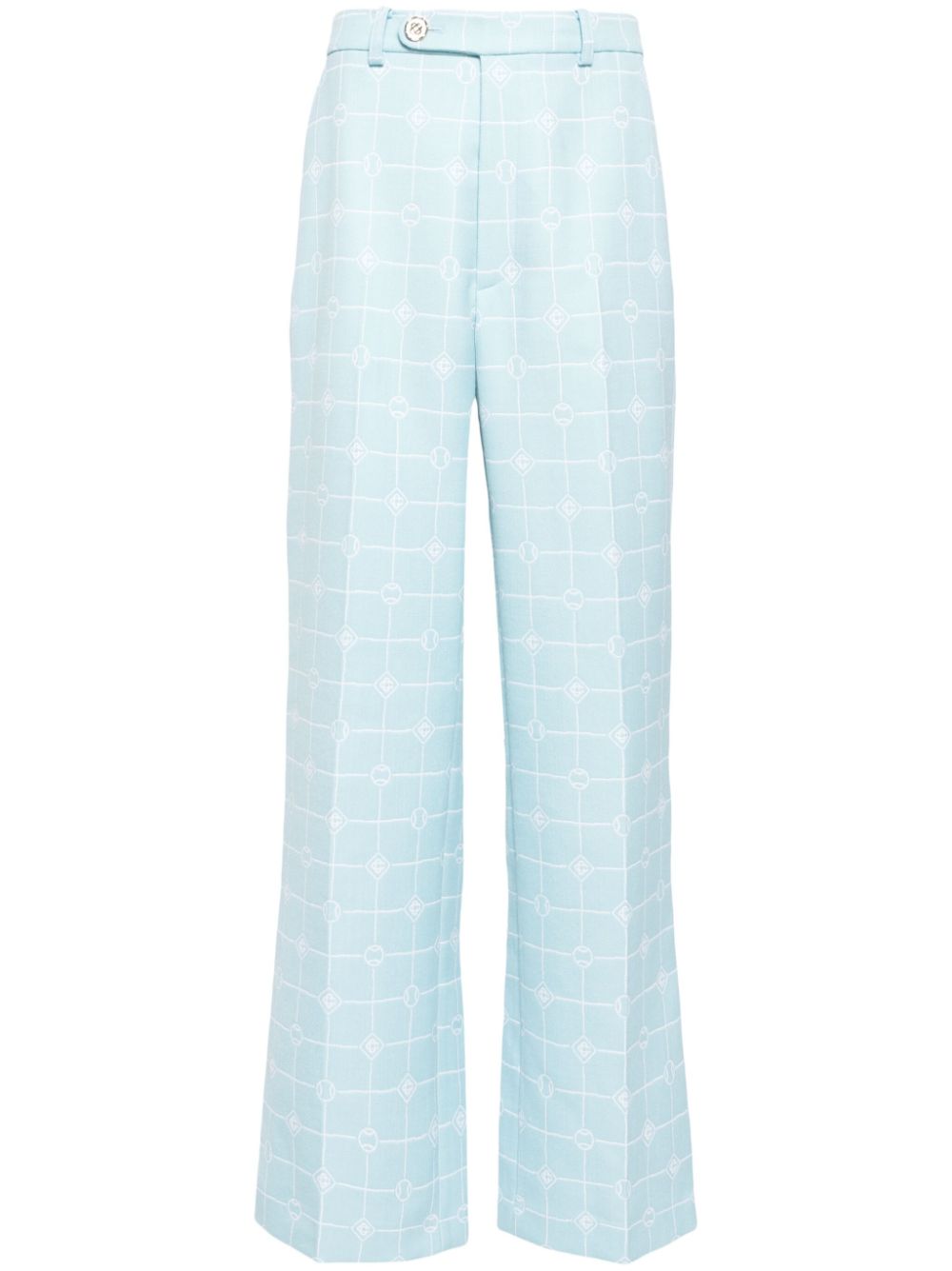 Heart Monogram-jacquard wool trousers - Blue
