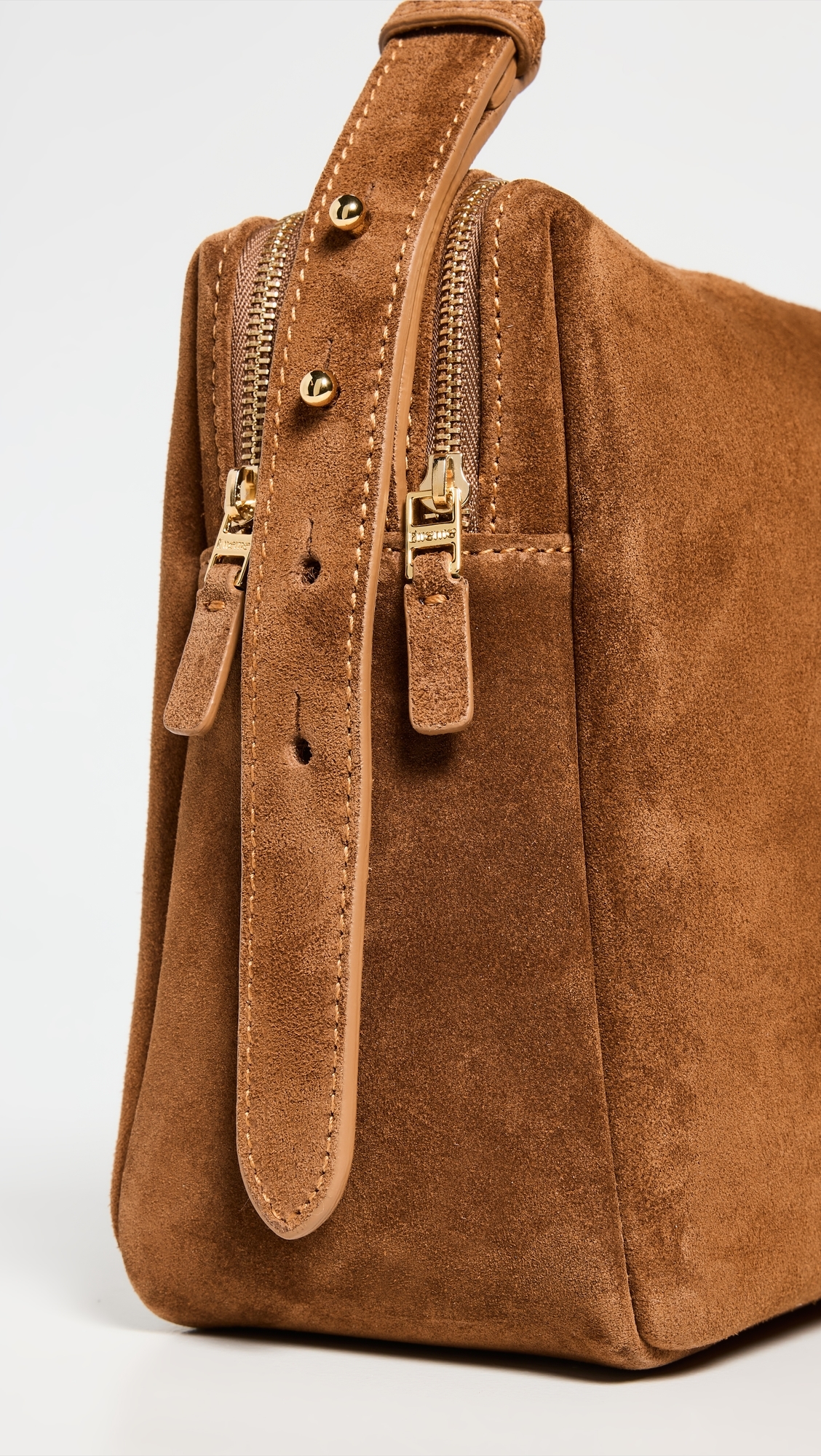 Trousse Large Suede Shoulder Bag Cognac One Size